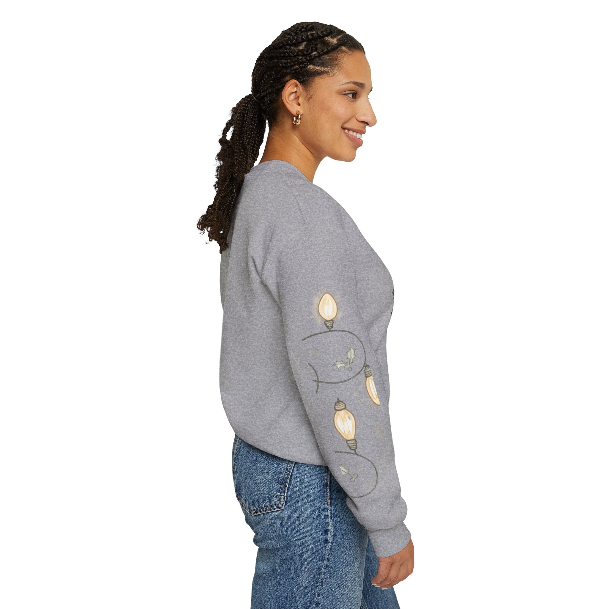 Christmas Lights Sleeve Crewneck Sweatshirt — Holiday Light-Up Sleeve Design