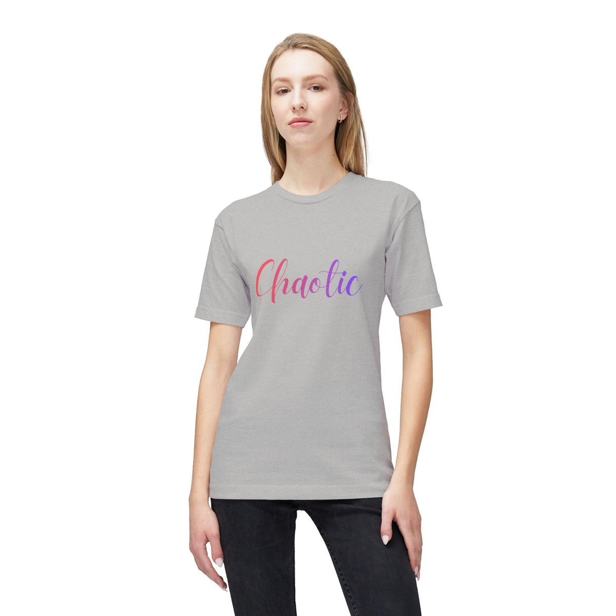 Chaotic Script T-Shirt — Feminine Gold Script "Chaotic" Tee