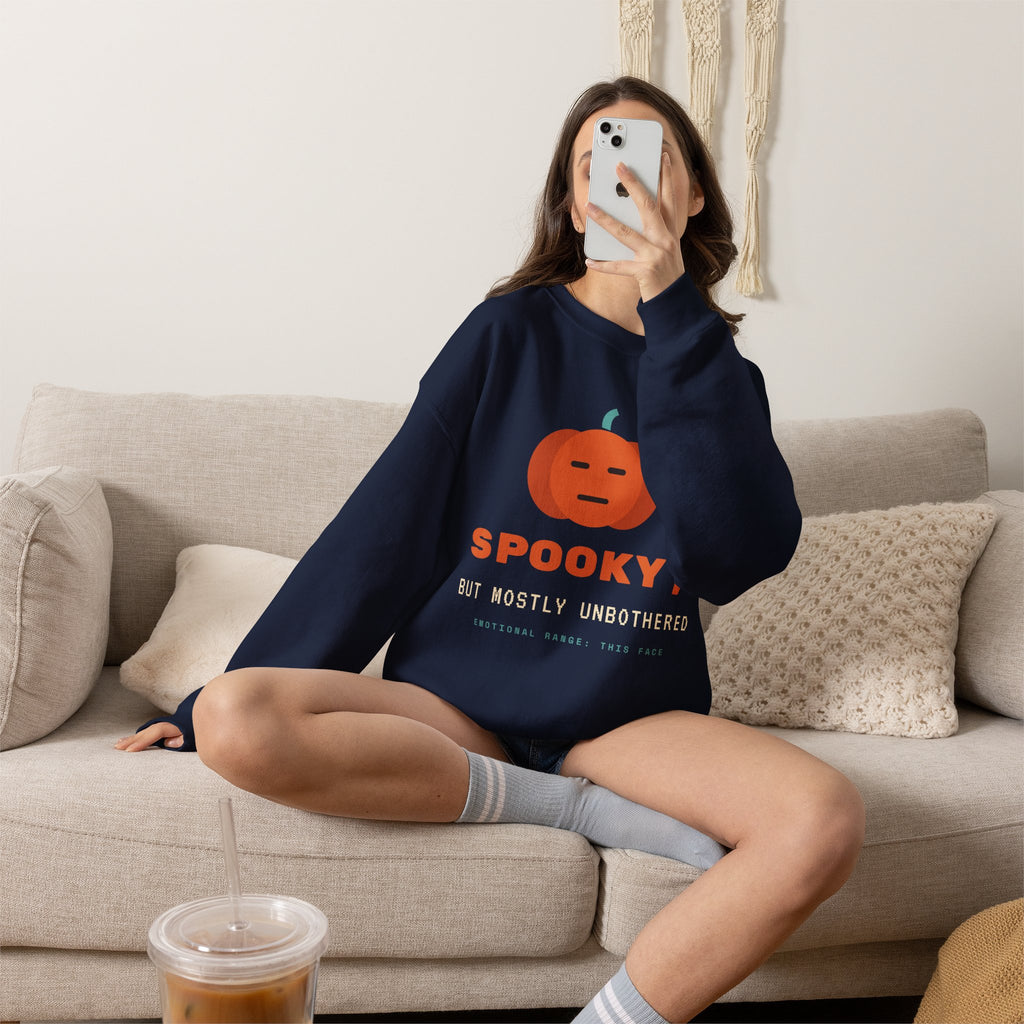 Spooky Pumpkin Crewneck Sweatshirt - Cute Minimal Halloween Pullover