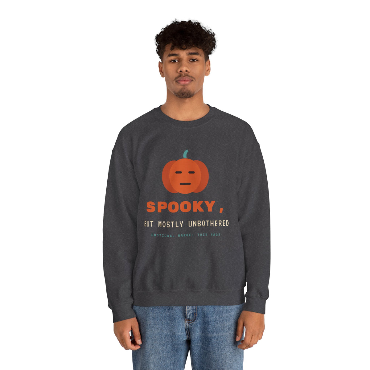 Spooky Pumpkin Crewneck Sweatshirt - Cute Minimal Halloween Pullover