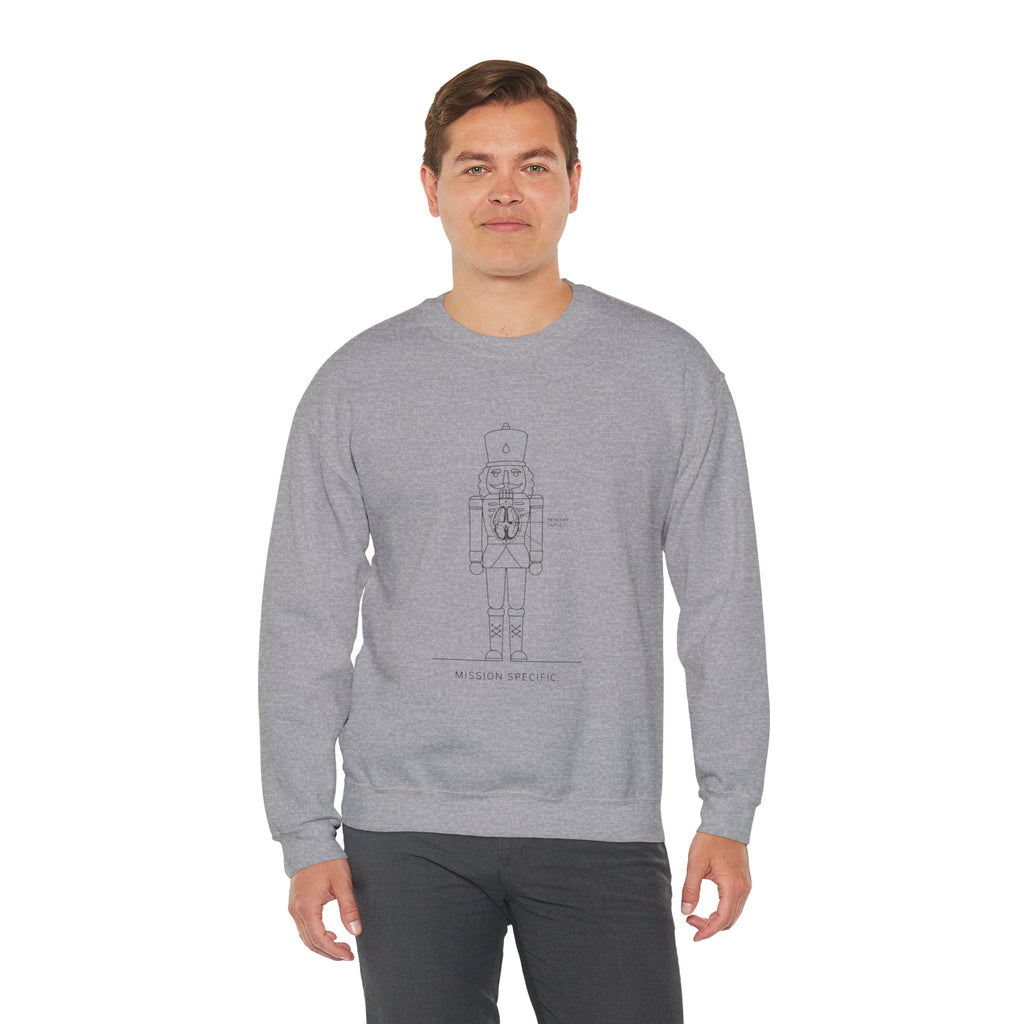 Nutcracker Blueprint Crewneck Sweatshirt — Minimal Holiday Nutcracker Design