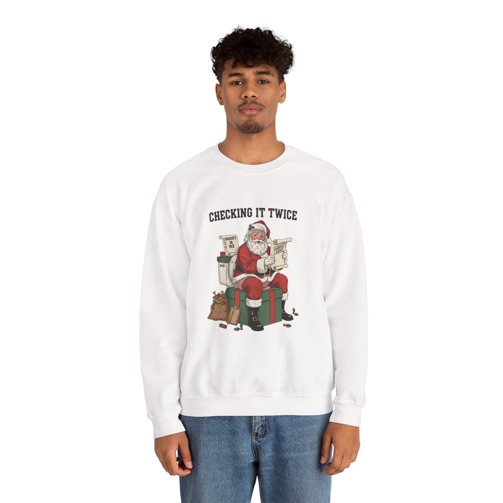 Christmas Sweatshirt - "Checking It Twice" Santa Crewneck