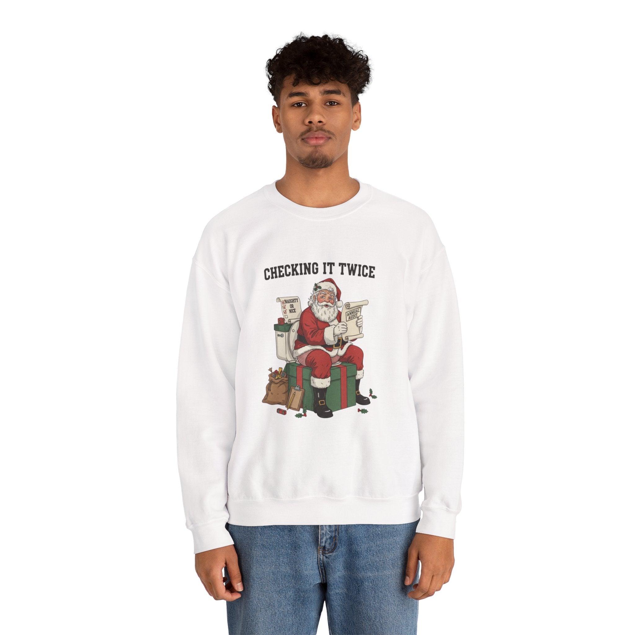 Christmas Sweatshirt - "Checking It Twice" Santa Crewneck