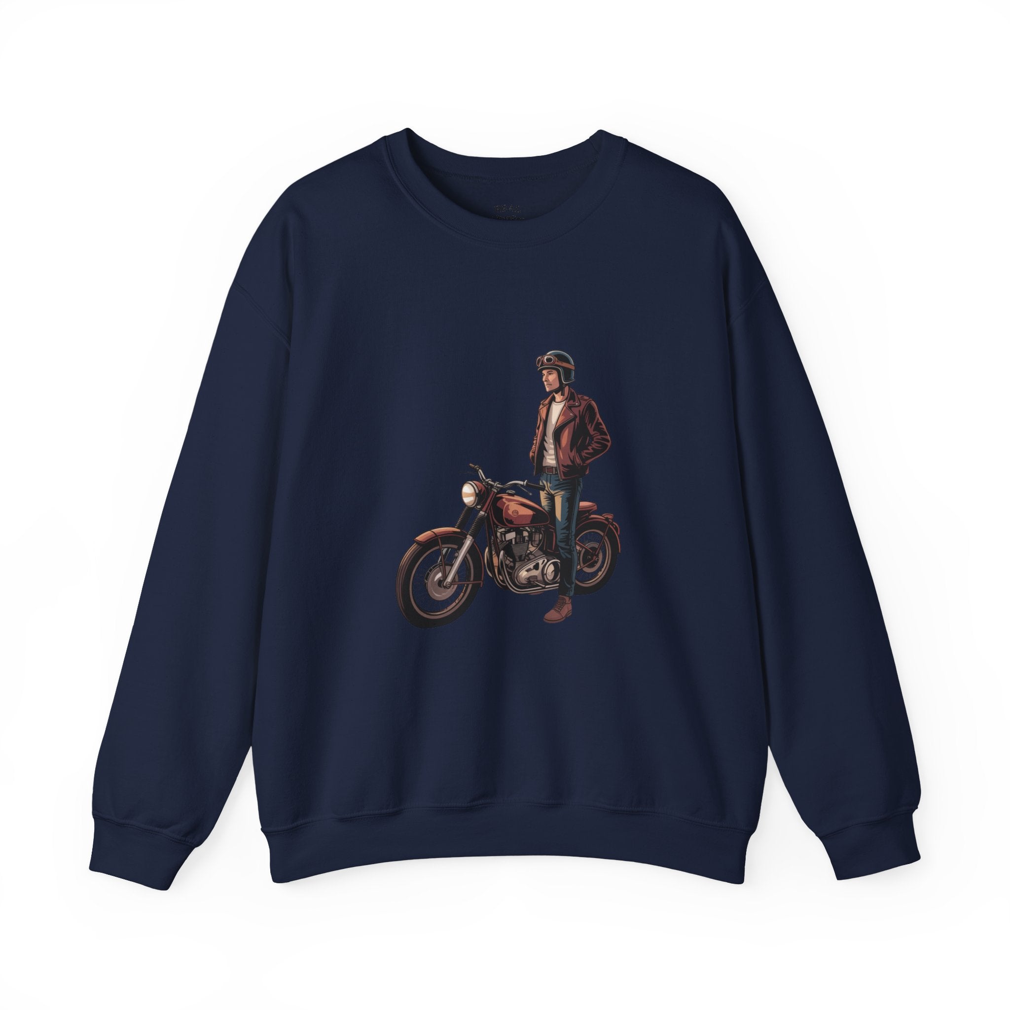 Vintage Motorcycle Rider Crewneck Sweatshirt – Retro Biker Graphic