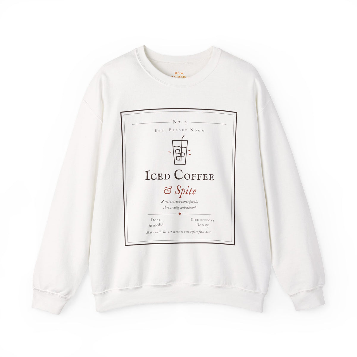 Iced Coffee & Spite Crewneck Sweatshirt - Minimal Café Graphic Sweater