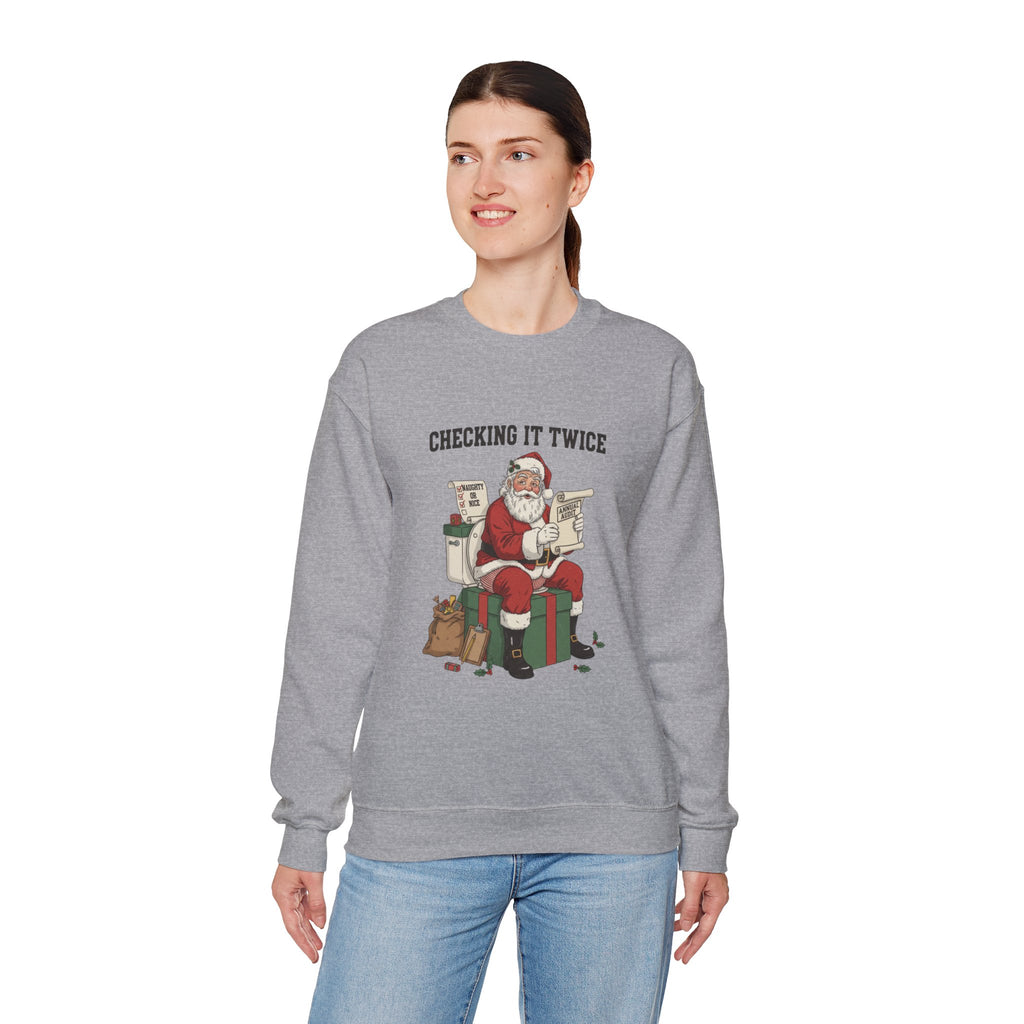 Christmas Sweatshirt - "Checking It Twice" Santa Crewneck