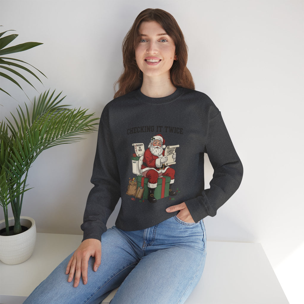 Christmas Sweatshirt - "Checking It Twice" Santa Crewneck