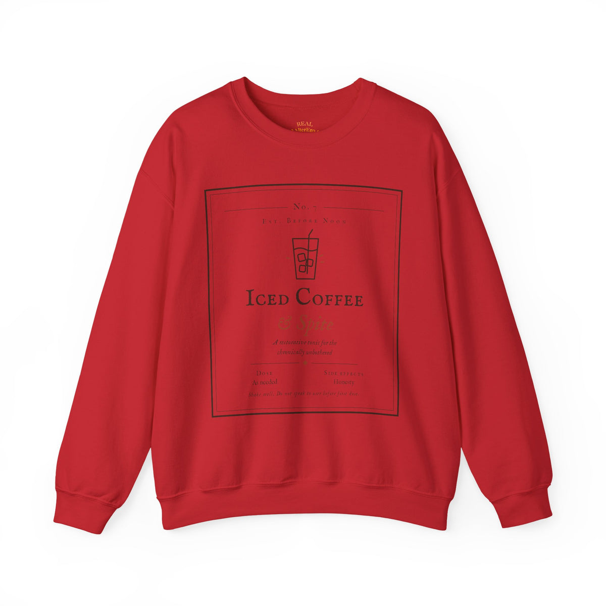 Iced Coffee & Spite Crewneck Sweatshirt - Minimal Café Graphic Sweater
