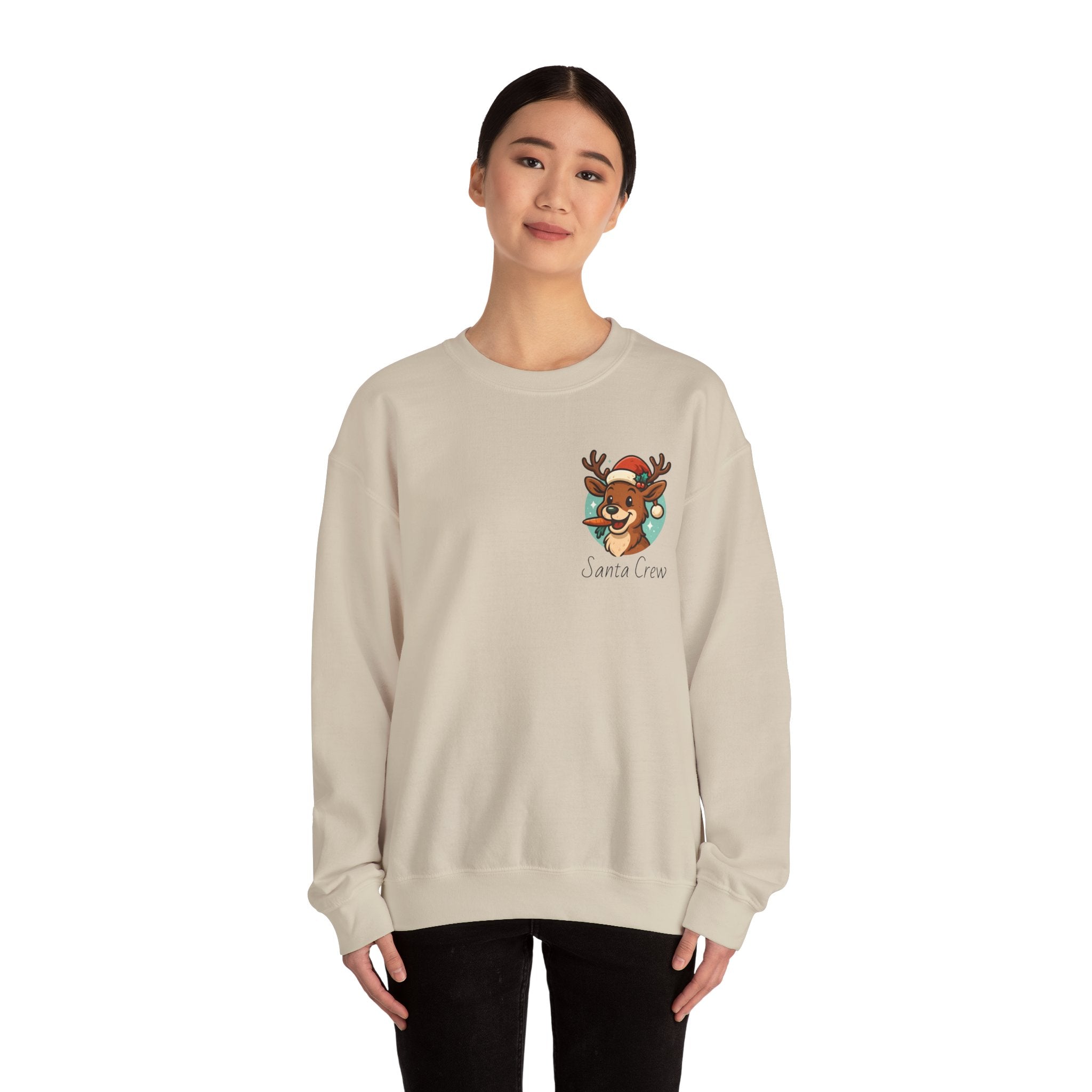 Crewneck Sweatshirt Cute Reindeer 'Santa Squad' Christmas Pullover