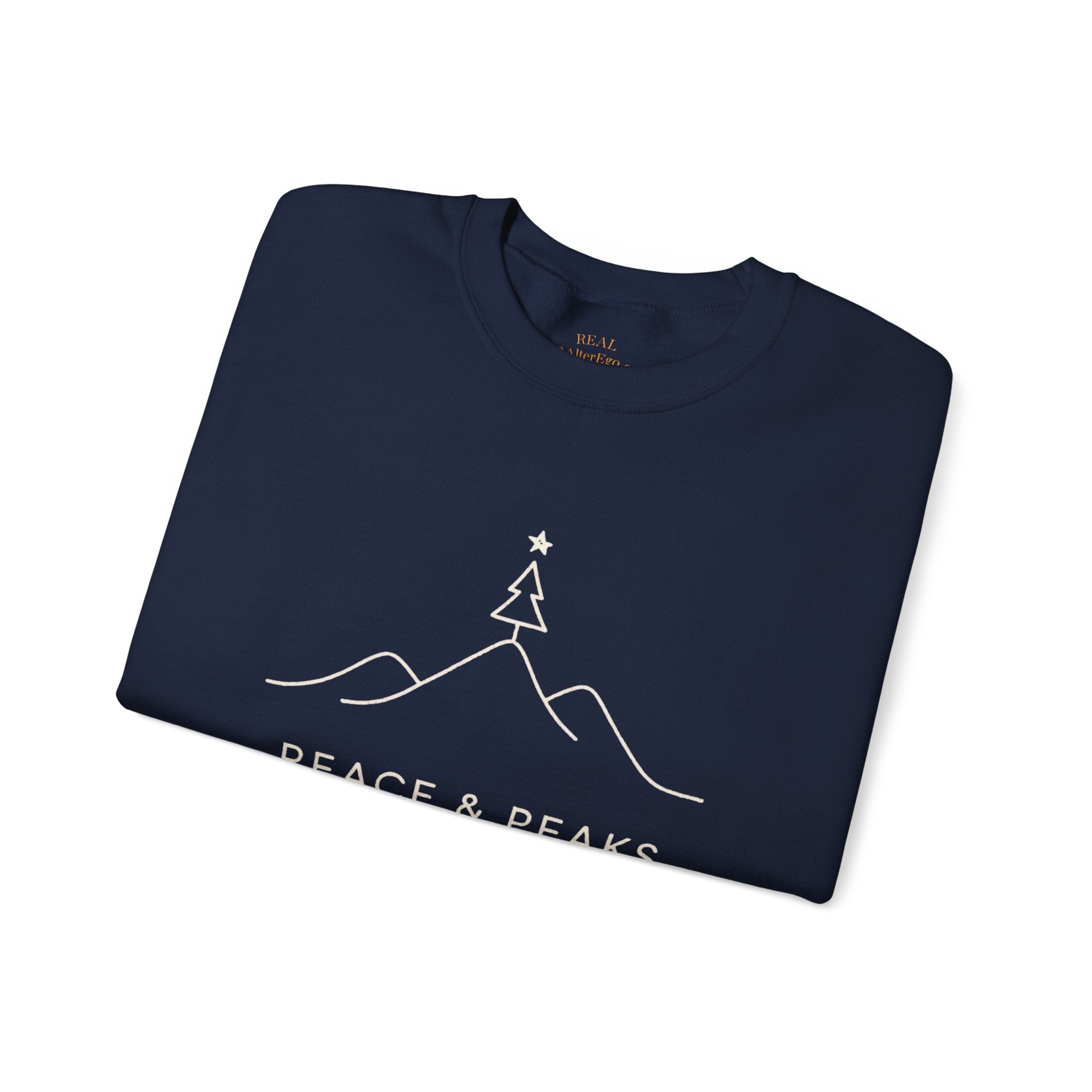 Peace & Peaks Sweatshirt — Minimal Mountain Christmas Crewneck