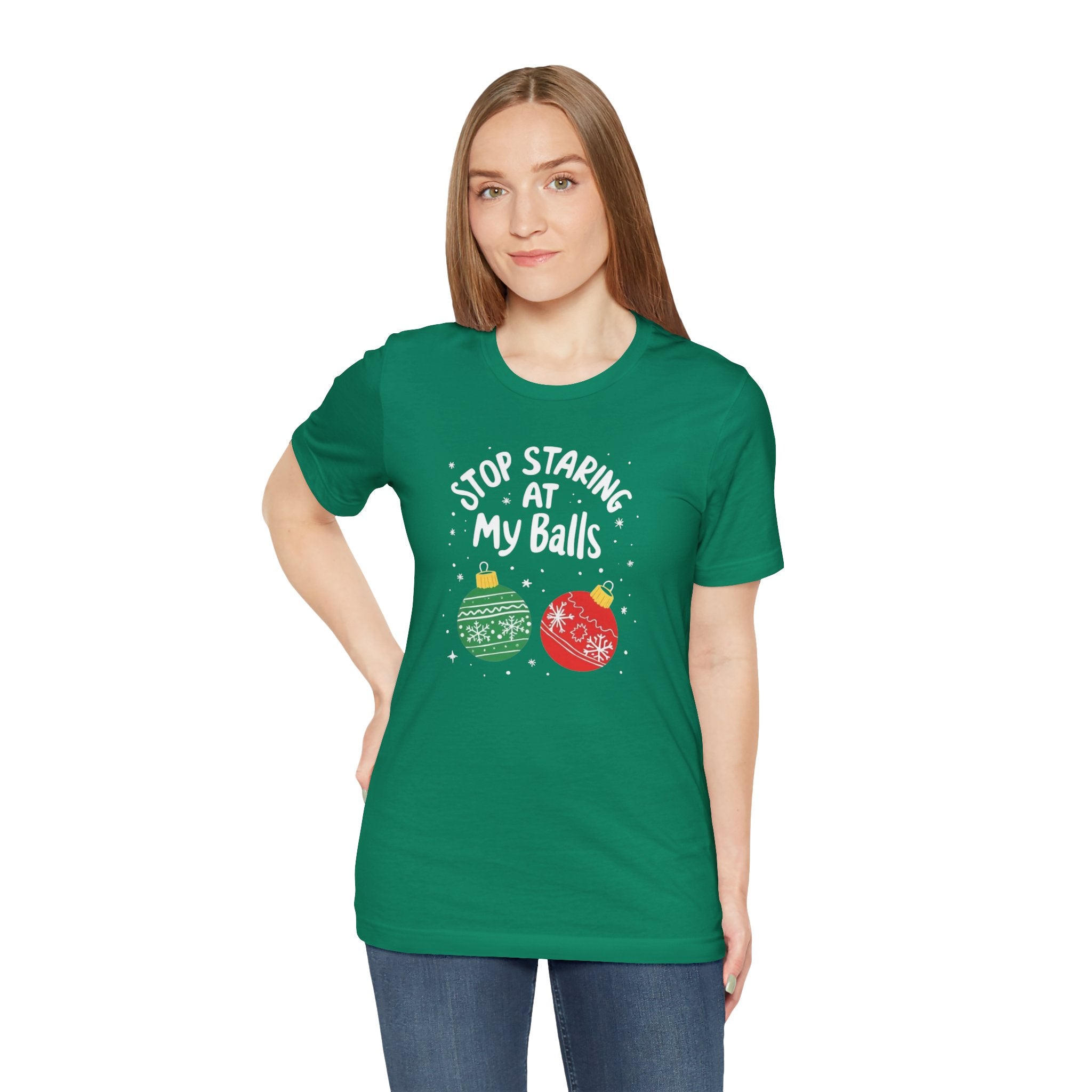 Funny Christmas T-Shirt - Stop Staring at My Balls