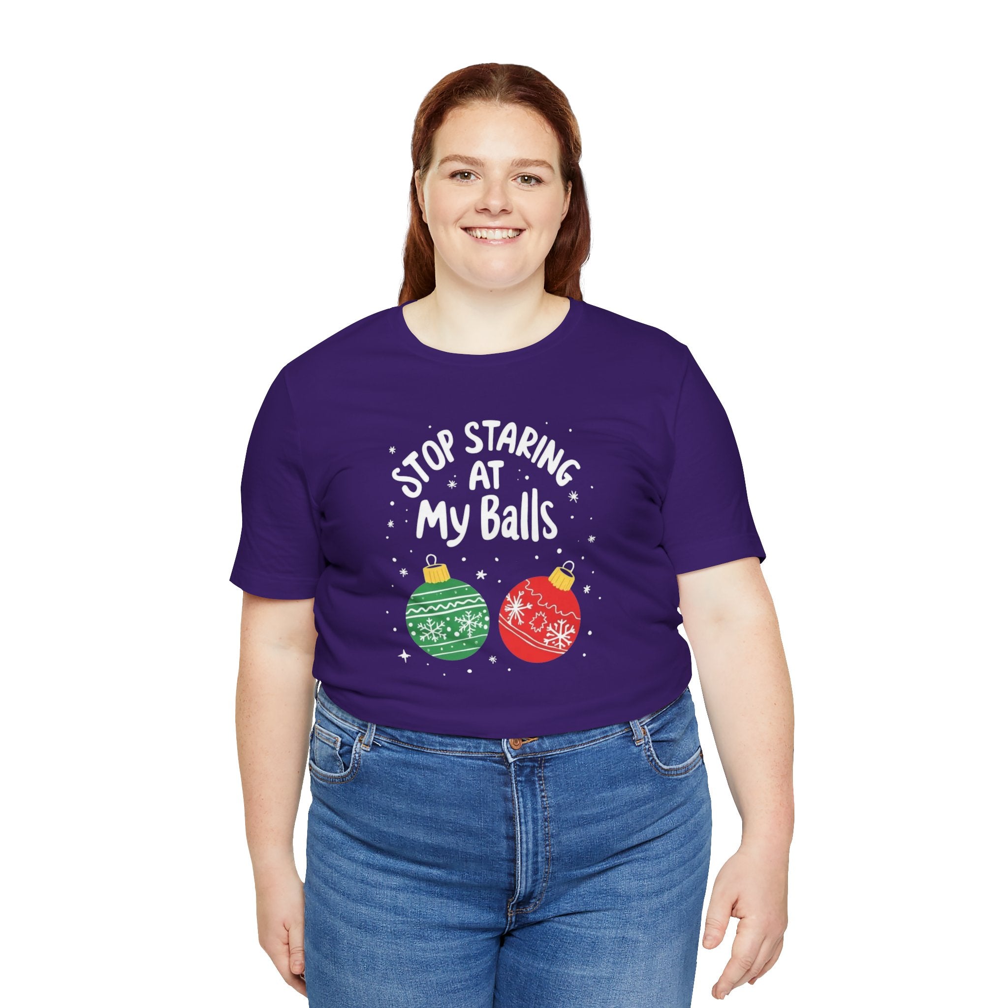 Funny Christmas T-Shirt - Stop Staring at My Balls