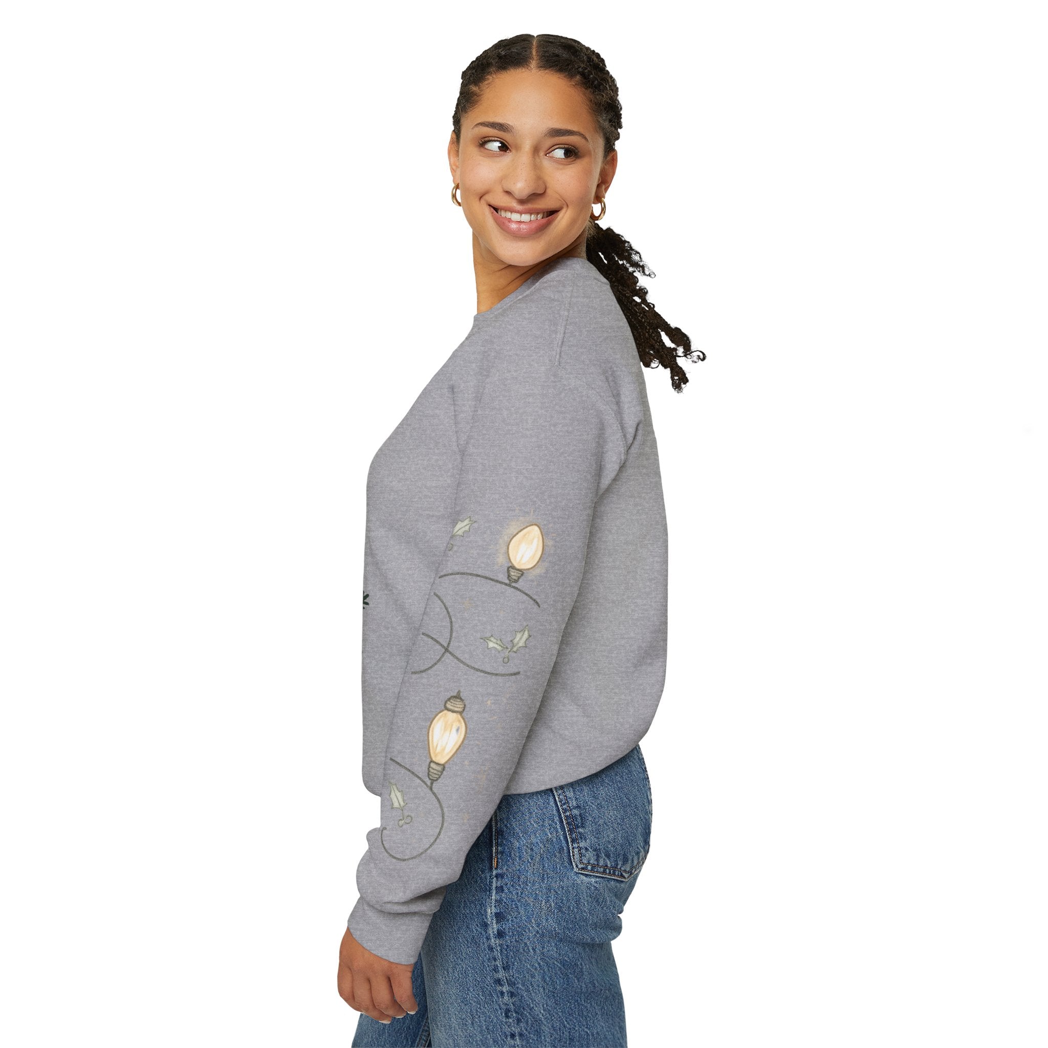 Christmas Lights Sleeve Crewneck Sweatshirt — Holiday Light-Up Sleeve Design