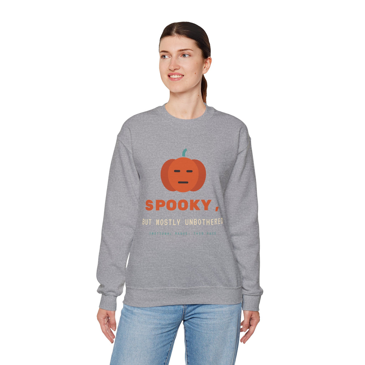 Spooky Pumpkin Crewneck Sweatshirt - Cute Minimal Halloween Pullover