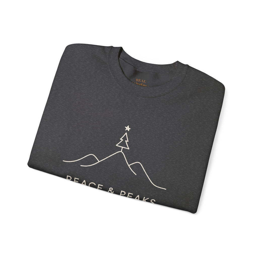 Peace & Peaks Sweatshirt — Minimal Mountain Christmas Crewneck