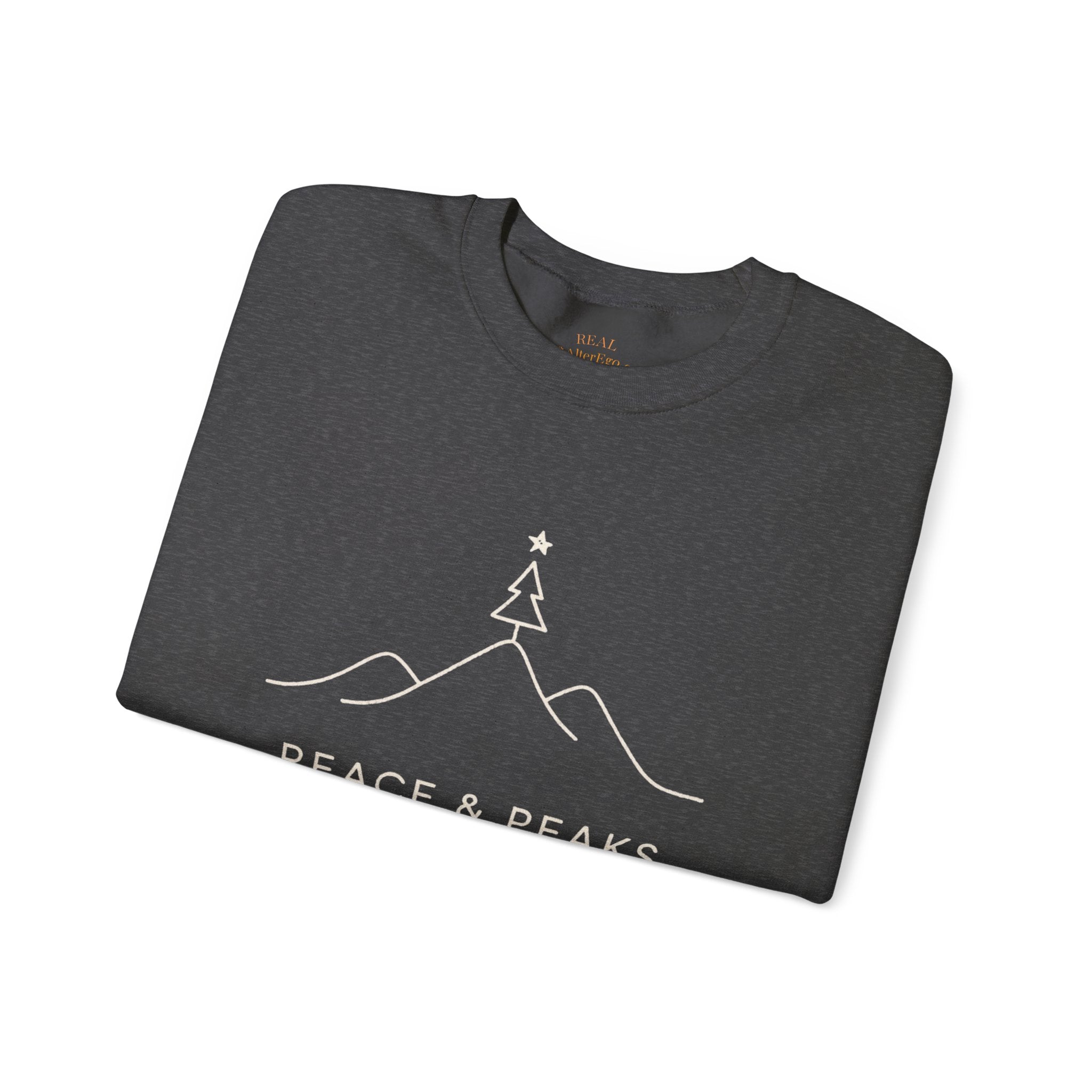 Peace & Peaks Sweatshirt — Minimal Mountain Christmas Crewneck