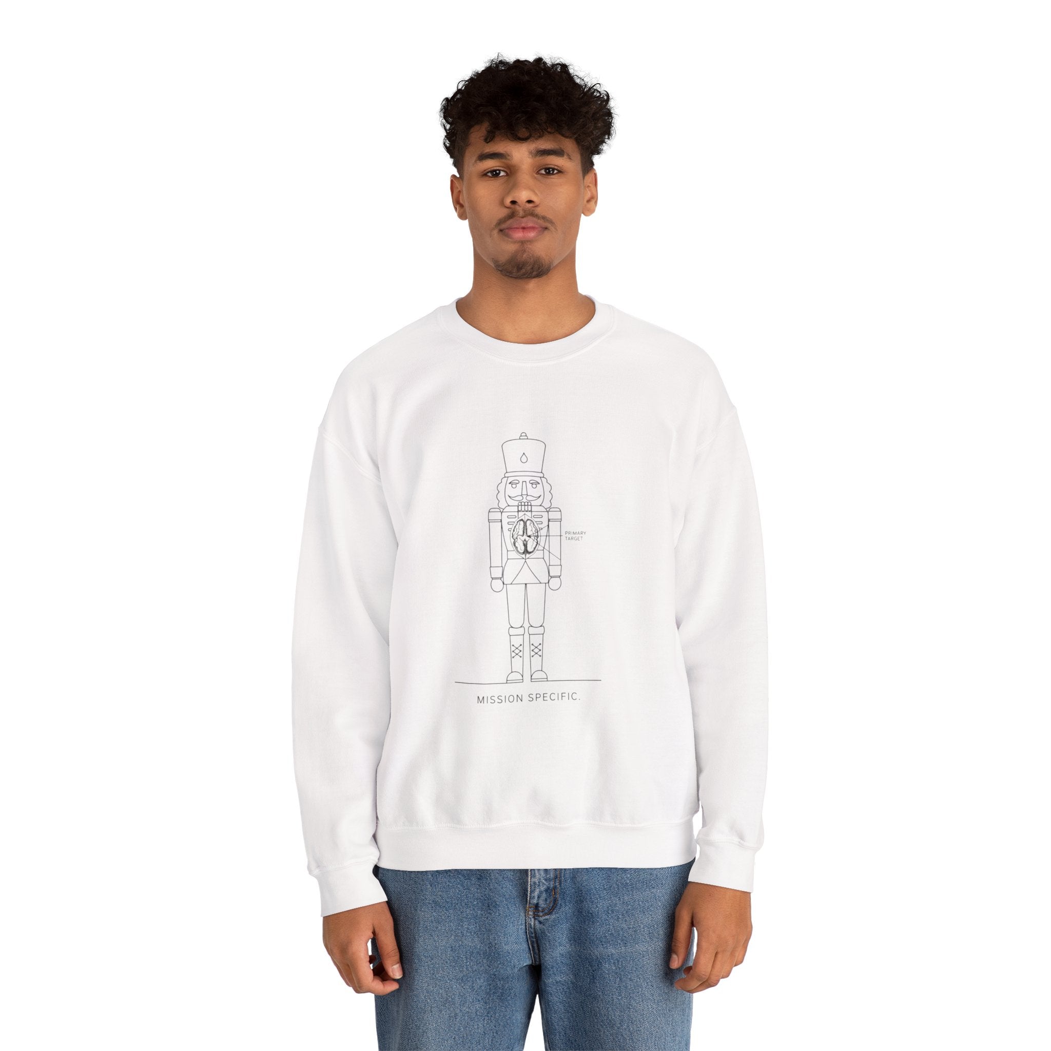 Nutcracker Blueprint Crewneck Sweatshirt — Minimal Holiday Nutcracker Design