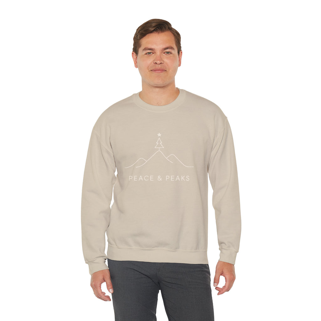 Peace & Peaks Sweatshirt — Minimal Mountain Christmas Crewneck