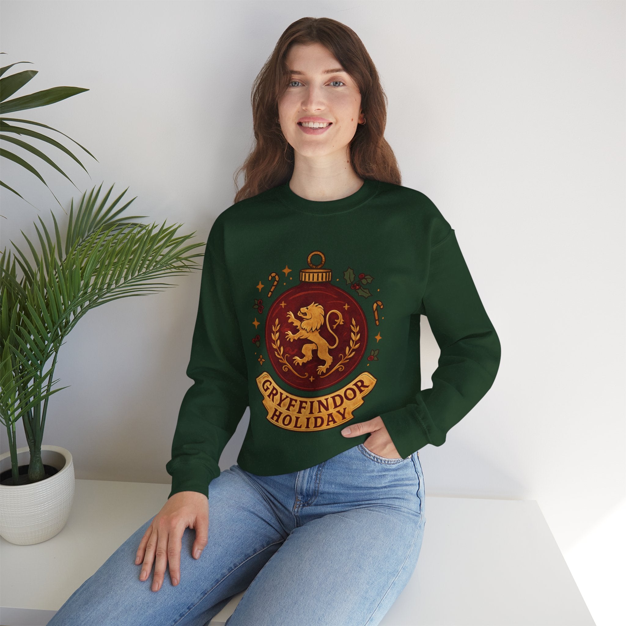 Gryffindor Holiday Sweatshirt — Festive Hogwarts Lion Crewneck