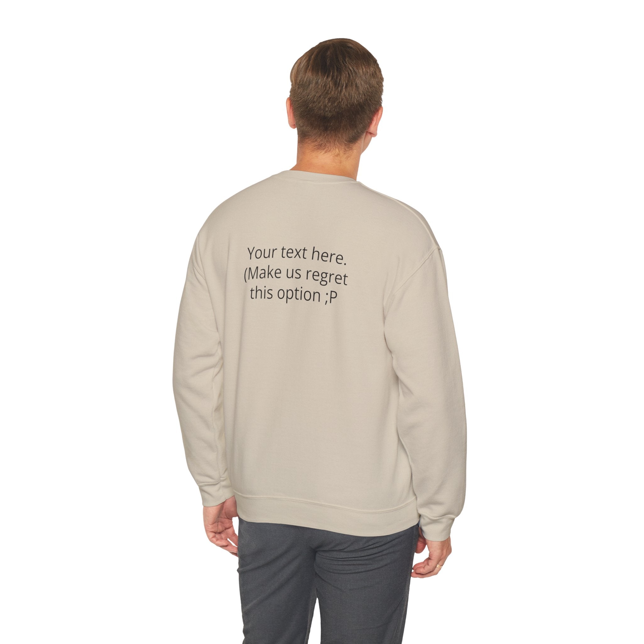 Customizable Joke Sweatshirt — "Your text here. (Make us regret this option ;P)" " Your Image or (whatever) here"