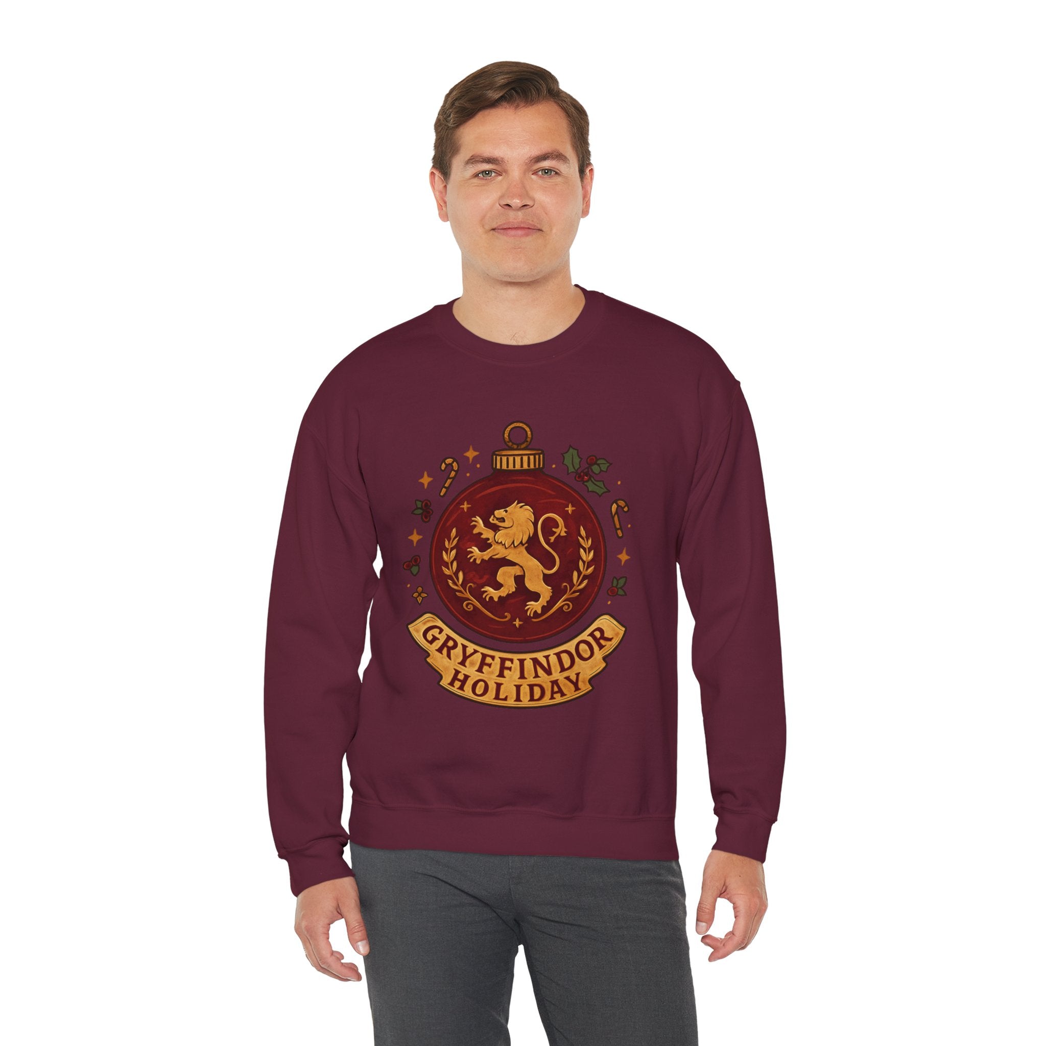 Gryffindor Holiday Sweatshirt — Festive Hogwarts Lion Crewneck