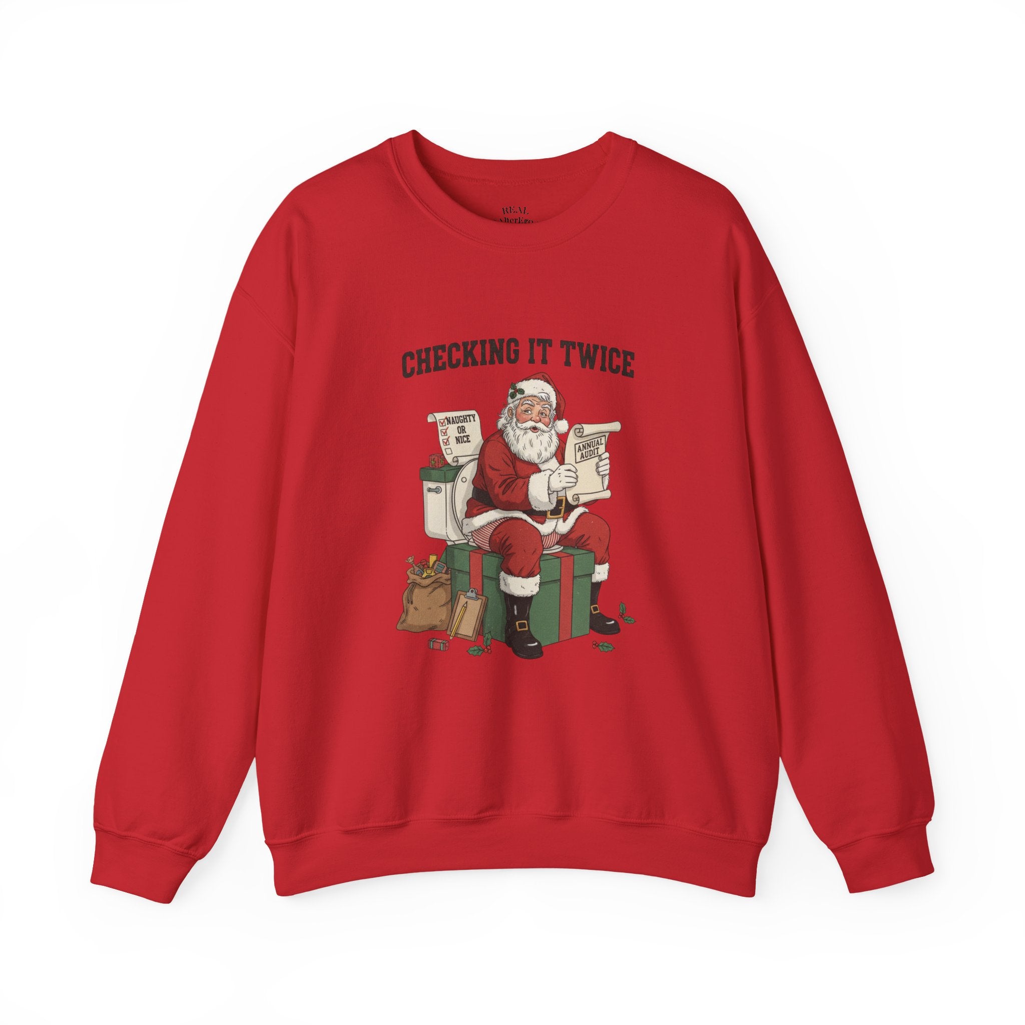 Christmas Sweatshirt - "Checking It Twice" Santa Crewneck
