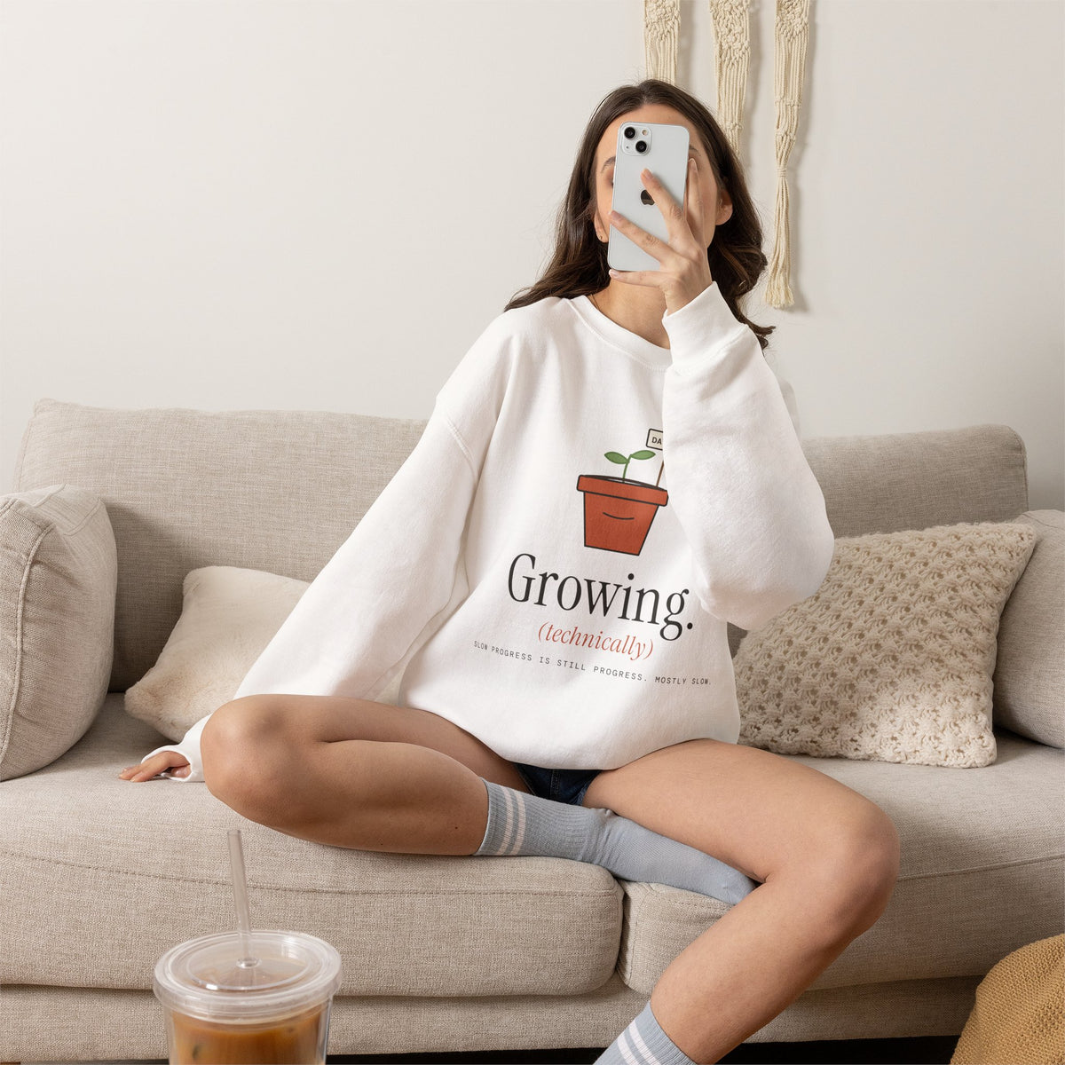 Growing (technically) Sweatshirt - Plant Pot Crewneck for Plant Lovers