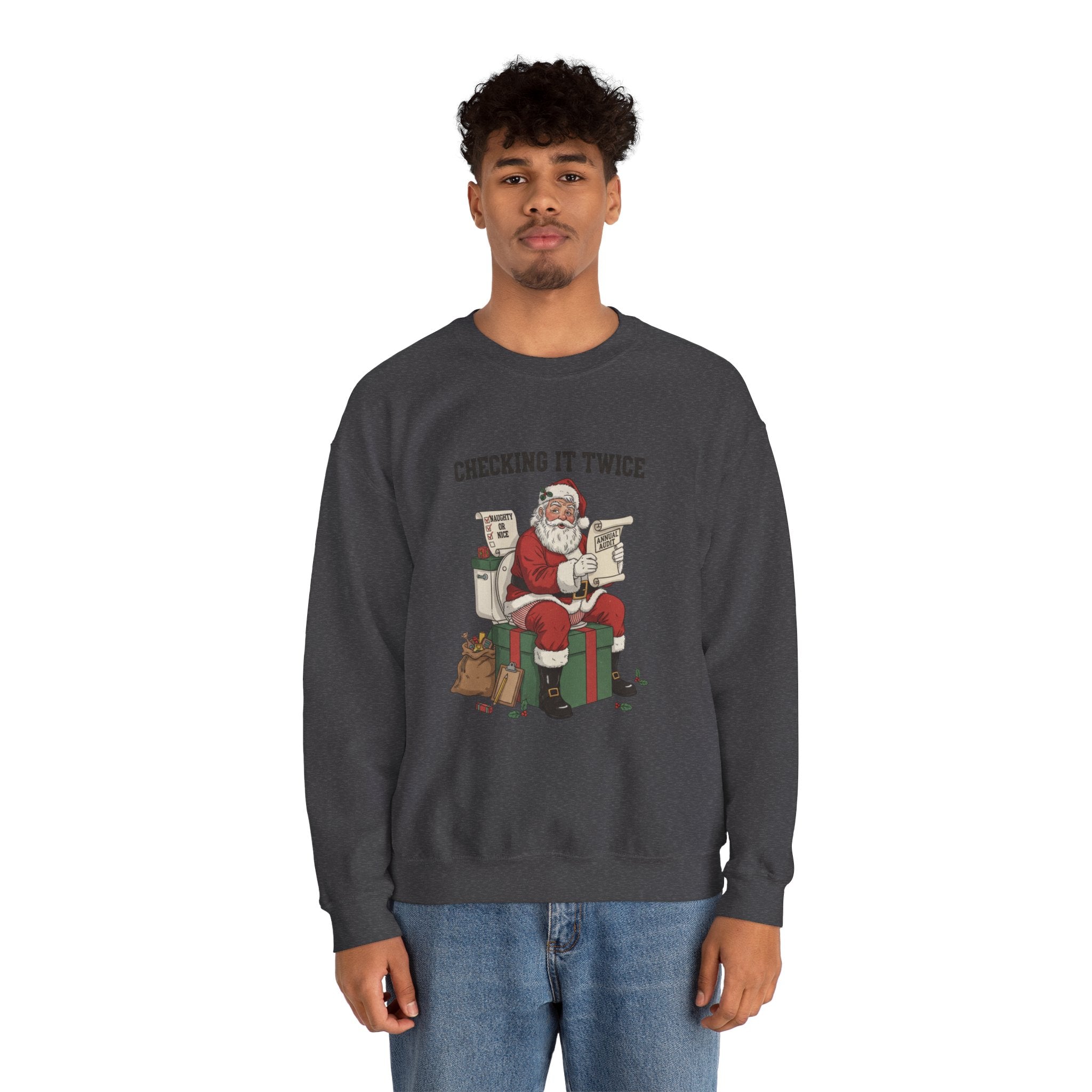 Christmas Sweatshirt - "Checking It Twice" Santa Crewneck