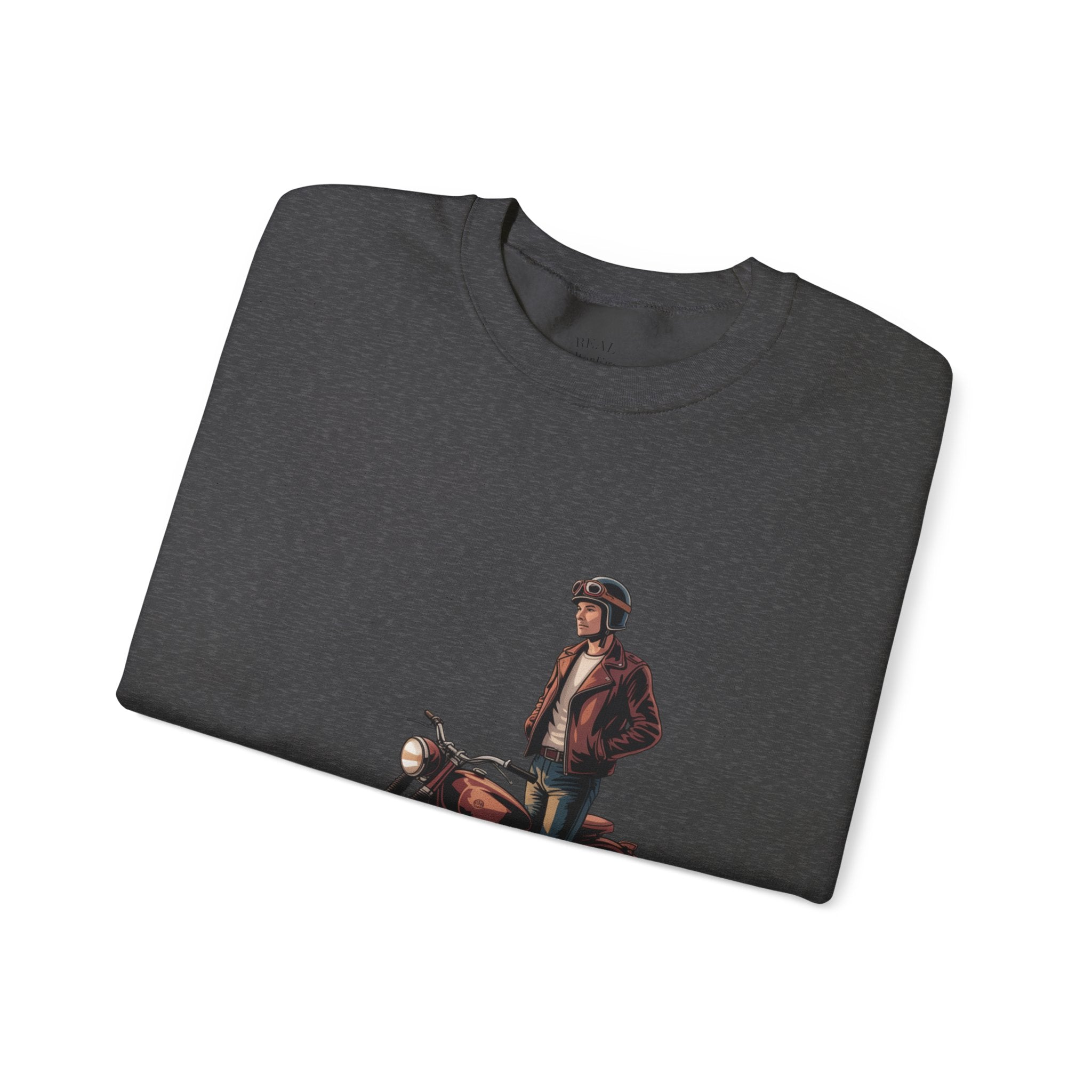 Vintage Motorcycle Rider Crewneck Sweatshirt – Retro Biker Graphic