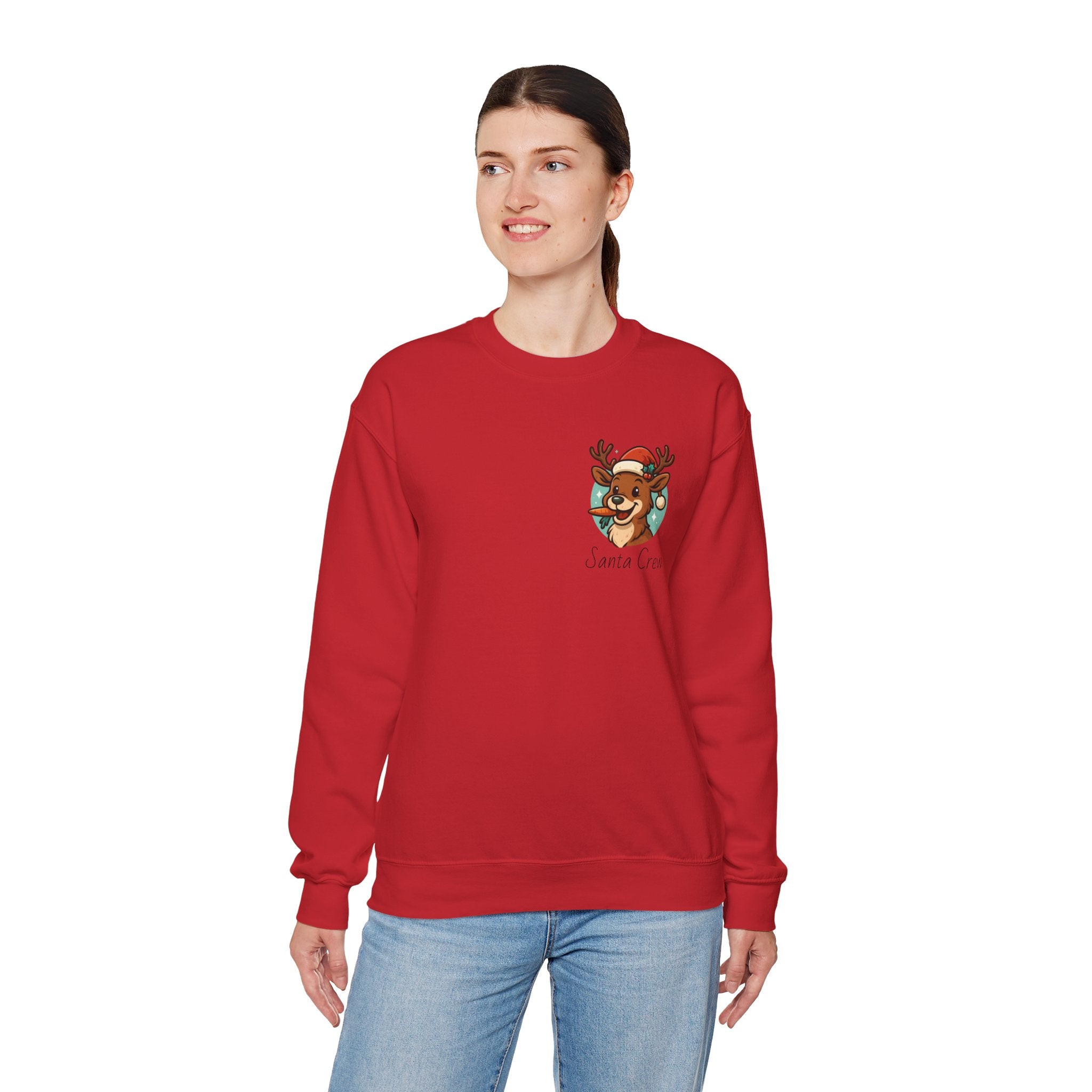 Crewneck Sweatshirt Cute Reindeer 'Santa Squad' Christmas Pullover