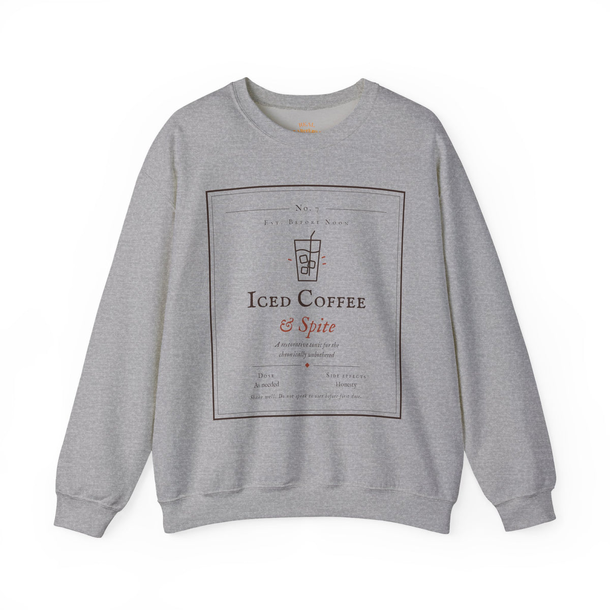 Iced Coffee & Spite Crewneck Sweatshirt - Minimal Café Graphic Sweater